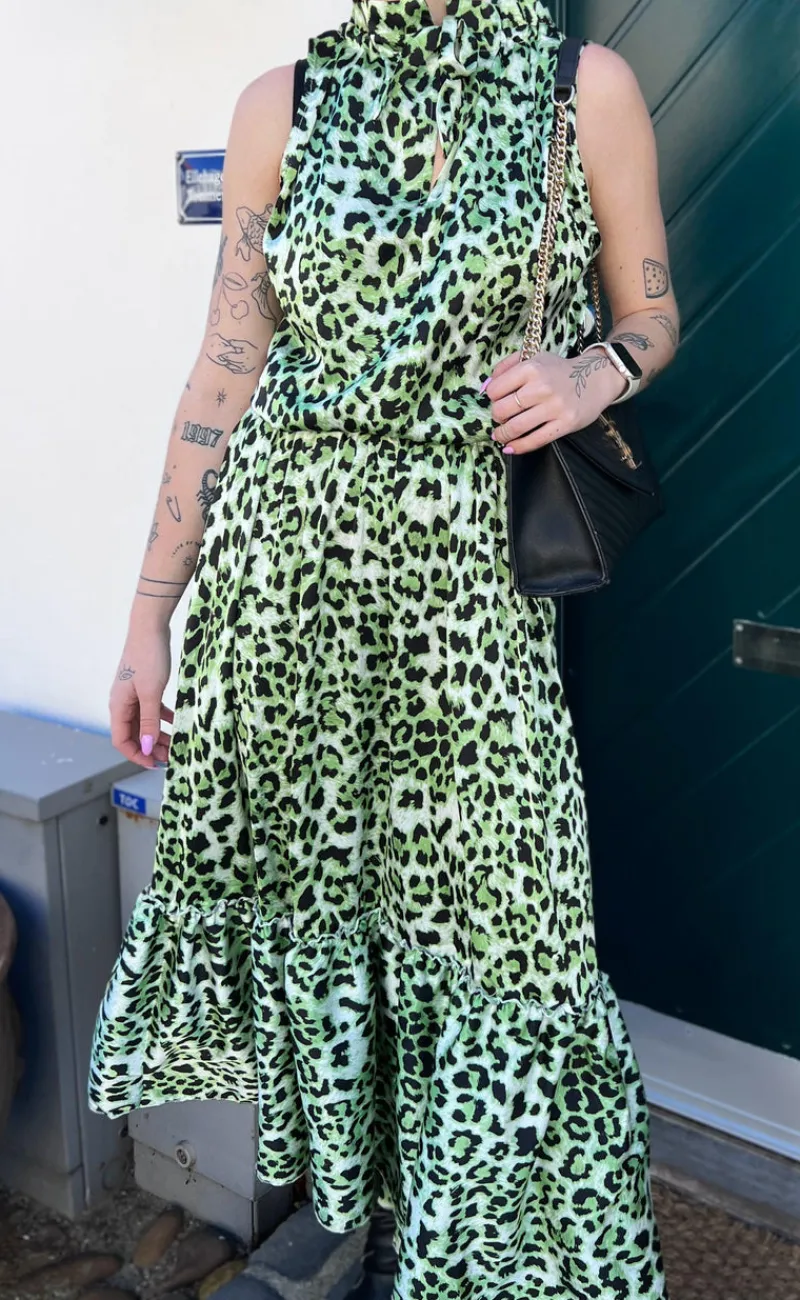 Sale Top - Ellen - Green Leo (vendbar) T-shirts & Toppe