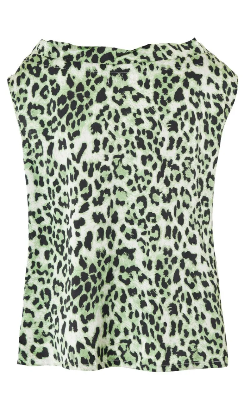 Sale Top - Ellen - Green Leo (vendbar) T-shirts & Toppe