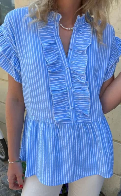 New Top - Freya - Blue Striped T-shirts & Toppe