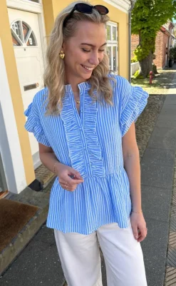 New Top - Freya - Blue Striped T-shirts & Toppe