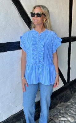 New Top - Freya - Blue Striped T-shirts & Toppe