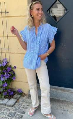 New Top - Freya - Blue Striped T-shirts & Toppe
