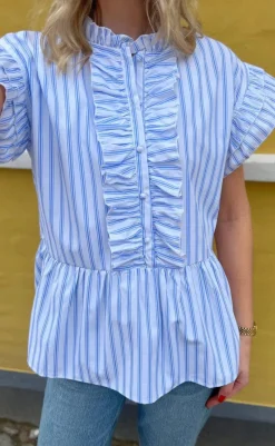 Discount Top - Freya - White/Blue Striped T-shirts & Toppe