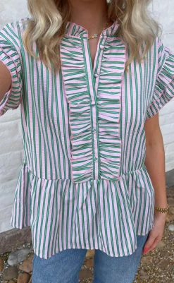 New Top - Freya - Pink/Green Striped T-shirts & Toppe