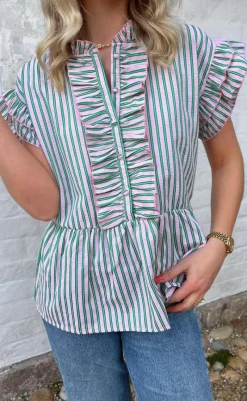 New Top - Freya - Pink/Green Striped T-shirts & Toppe
