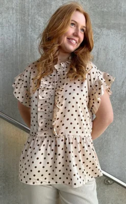 New Top - Freya - Beige Dots T-shirts & Toppe