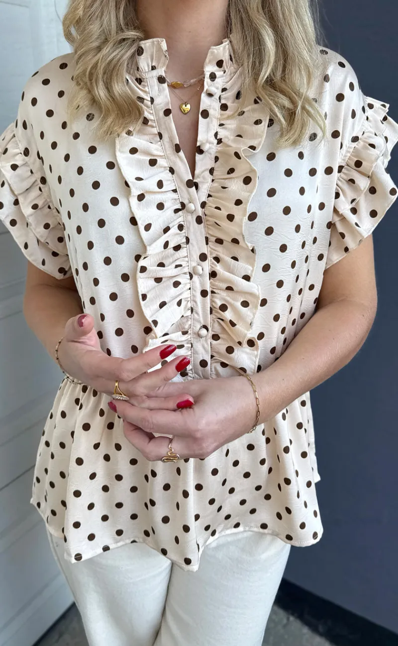 New Top - Freya - Beige Dots T-shirts & Toppe