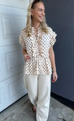 New Top - Freya - Beige Dots T-shirts & Toppe