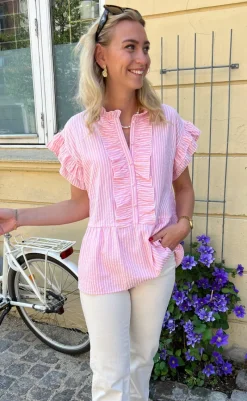 Sale Top - Freya - Pink Striped T-shirts & Toppe
