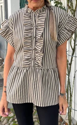 New Top - Freya - Brown/Black Stripe T-shirts & Toppe