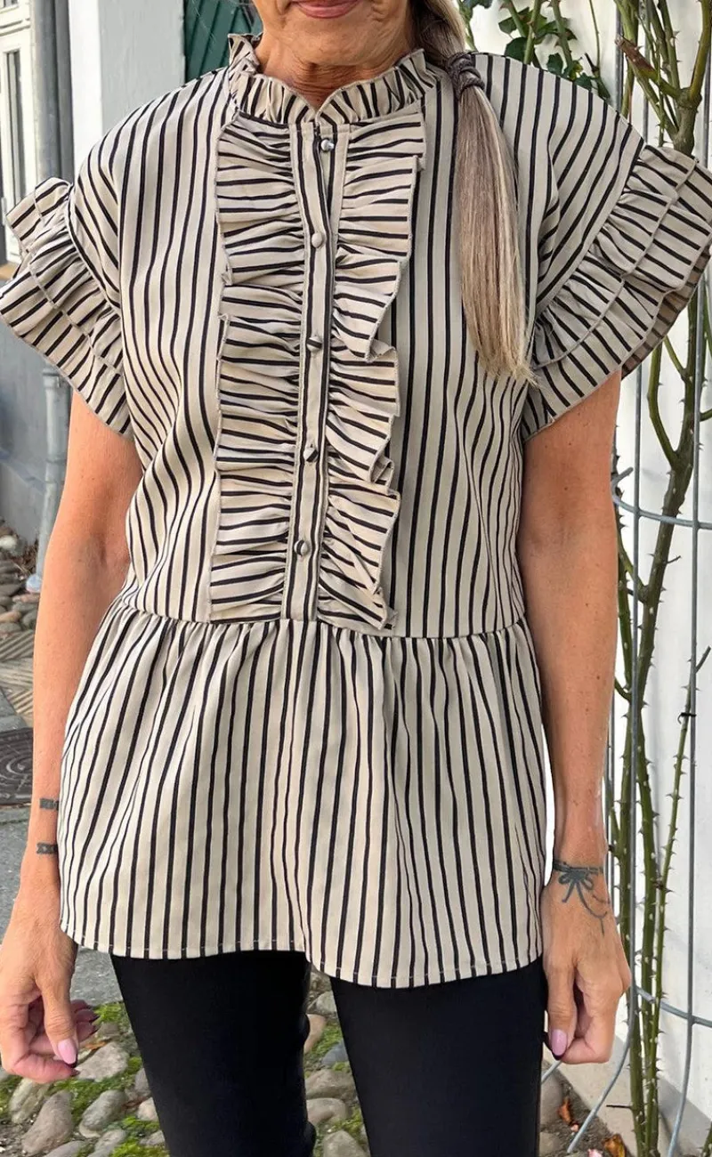 New Top - Freya - Brown/Black Stripe T-shirts & Toppe