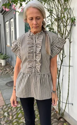 New Top - Freya - Brown/Black Stripe T-shirts & Toppe