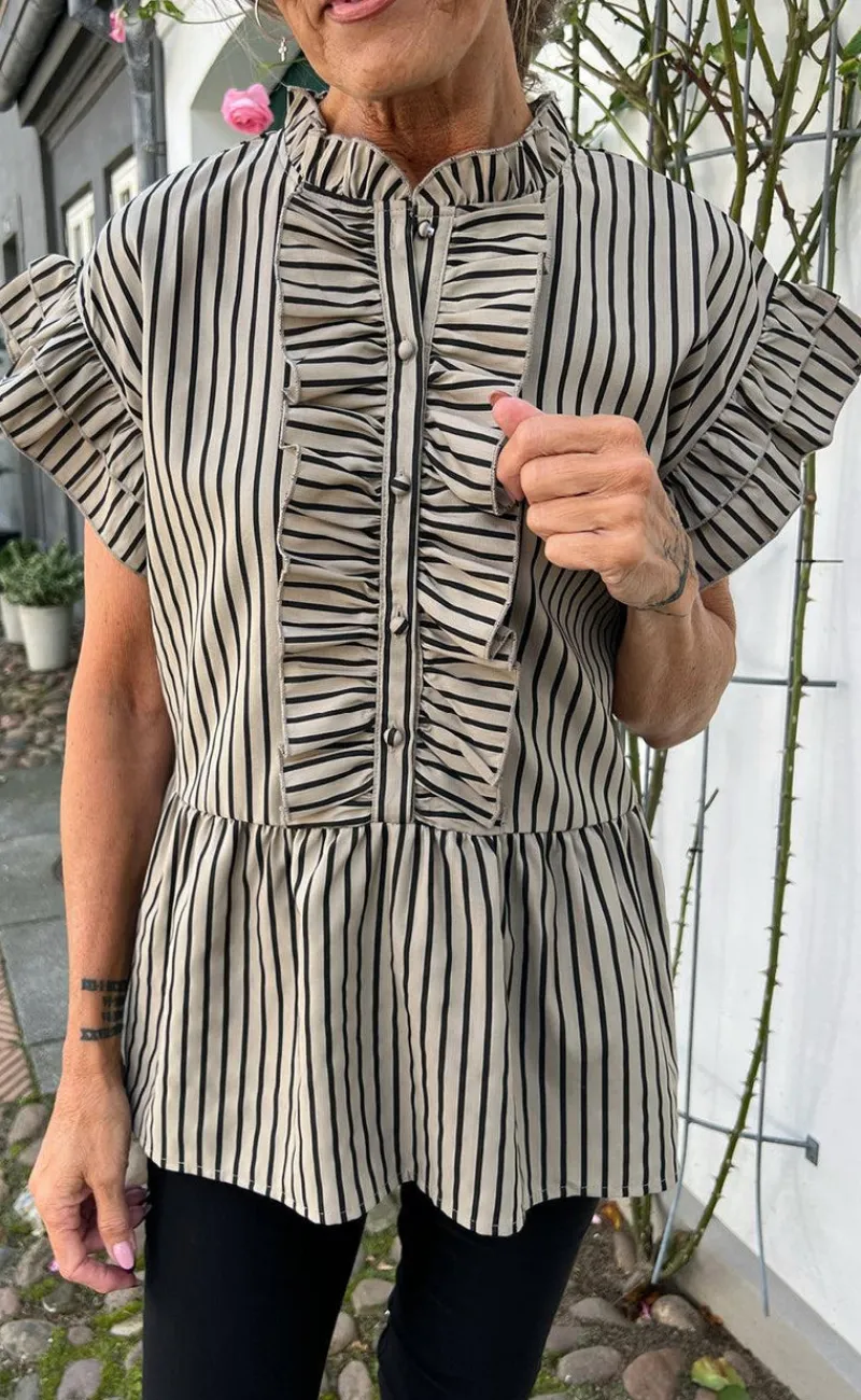 New Top - Freya - Brown/Black Stripe T-shirts & Toppe