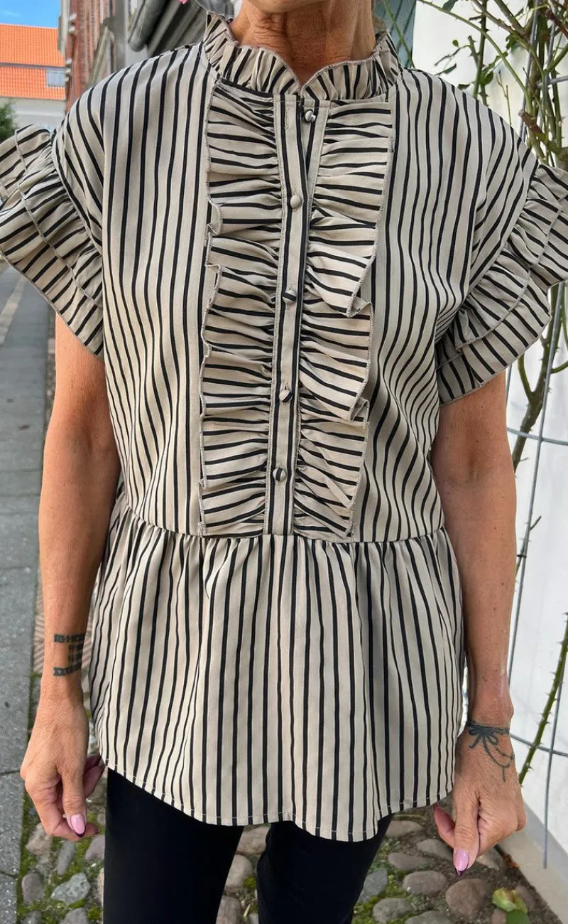 New Top - Freya - Brown/Black Stripe T-shirts & Toppe