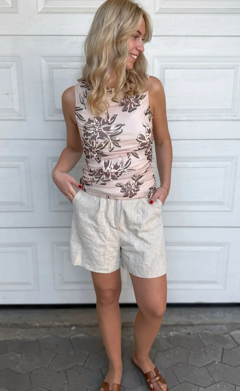 New Top - Martina Mesh - Brown Flower T-shirts & Toppe