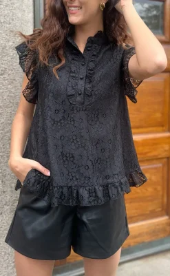 Hot Top - Pia Lace - Black T-shirts & Toppe