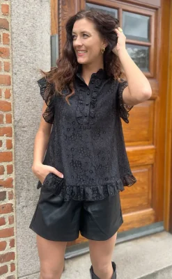 Hot Top - Pia Lace - Black T-shirts & Toppe
