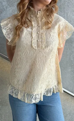 Top - Pia Lace - Creme T-shirts & Toppe