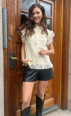 Top - Pia Lace - Creme T-shirts & Toppe