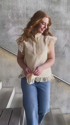 Top - Pia Lace - Creme T-shirts & Toppe