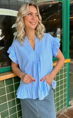 Best Top - Winnie - Blue Striped T-shirts & Toppe