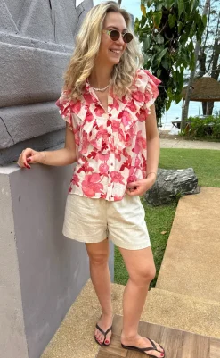 Clearance Top - Zita - Pink Flowers T-shirts & Toppe