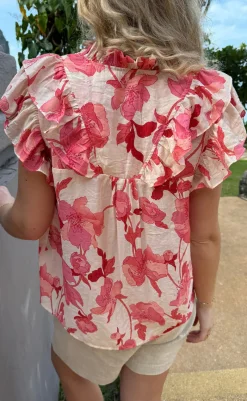 Clearance Top - Zita - Pink Flowers T-shirts & Toppe