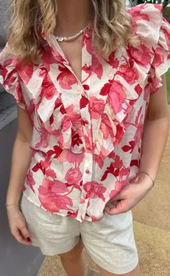 Clearance Top - Zita - Pink Flowers T-shirts & Toppe