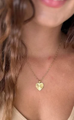 Outlet Halskæde - Textured Heart - Golden Smykker