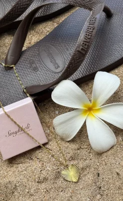 Outlet Halskæde - Textured Heart - Golden Smykker