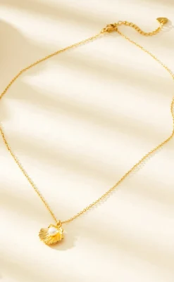 Discount Halskæde - Shiny Shell - Gold Colour Smykker