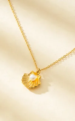 Discount Halskæde - Shiny Shell - Gold Colour Smykker