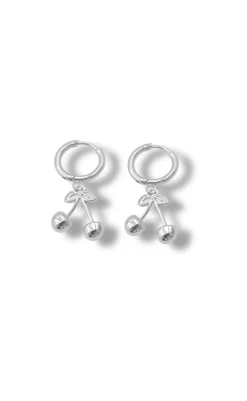 Online Øreringe - Chunky Cherry - Silver Colour Smykker