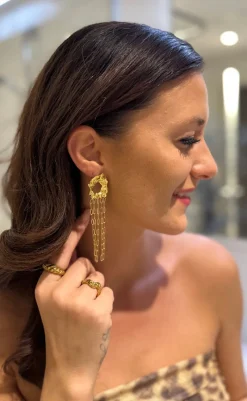 Online Øreringe - Augusta Long - Gold Colour Smykker