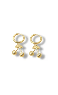 Sale Øreringe - Chunky Cherry - Gold Colour Smykker