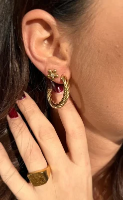 Online Øreringe - Taiwan Twisted Hoops - Gold Colour Smykker