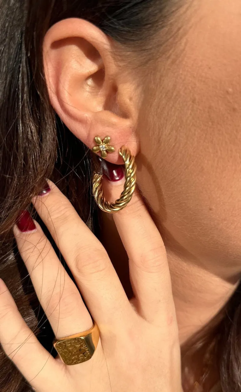 Online Øreringe - Taiwan Twisted Hoops - Gold Colour Smykker