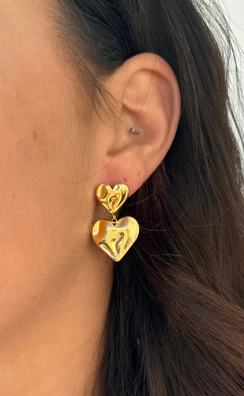 Hot Øreringe - Odessa Heart - Gold Colour Smykker