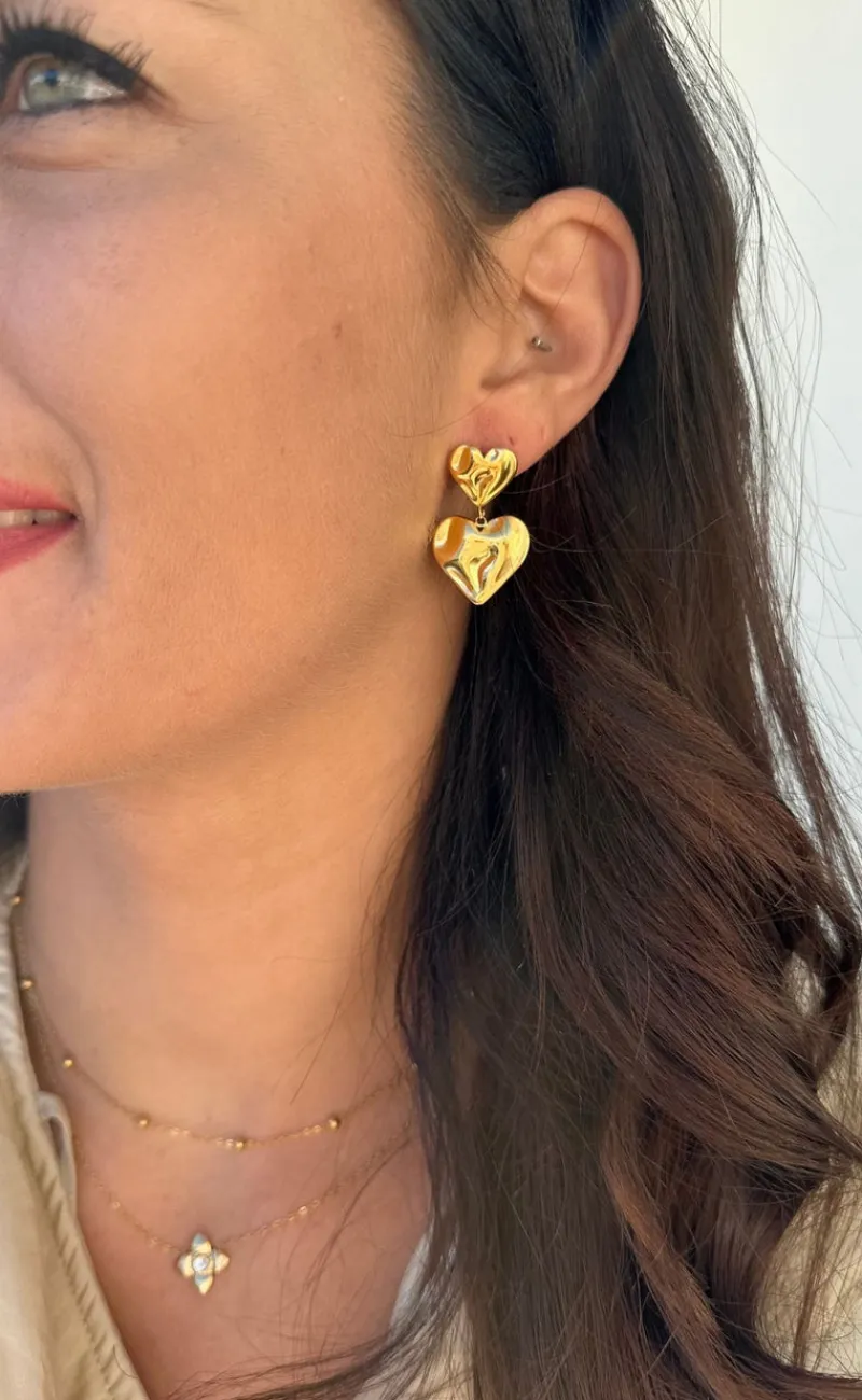 Hot Øreringe - Odessa Heart - Gold Colour Smykker