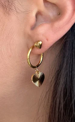 Best Øreringe - Houston Heart - Gold Colour Smykker