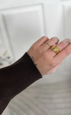 Outlet Ring - Line - Gold Colour Smykker