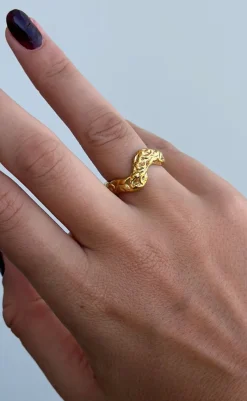 Sale Ring - Helena Hammered - Golden Smykker