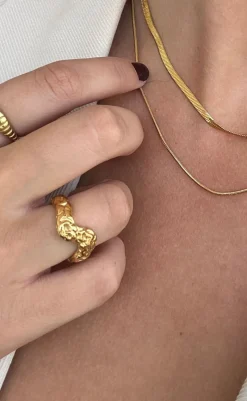 Sale Ring - Helena Hammered - Golden Smykker