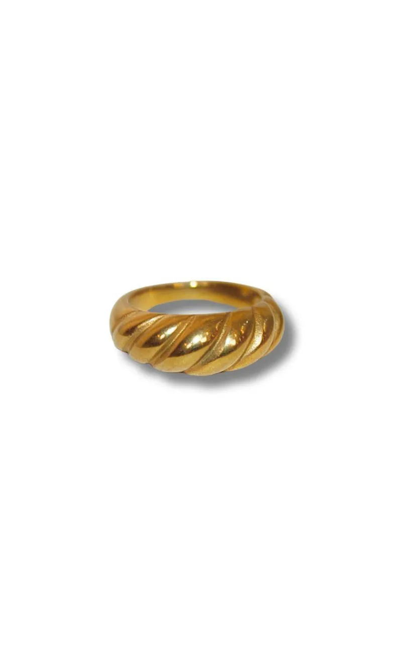 Hot Ring - Twisted Crossaint Large - Golden Colour Smykker