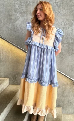 Discount Kjole - Heart Dance - Beige/Light Blue Kjoler