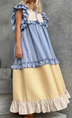 Discount Kjole - Heart Dance - Beige/Light Blue Kjoler