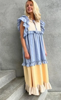 Discount Kjole - Heart Dance - Beige/Light Blue Kjoler