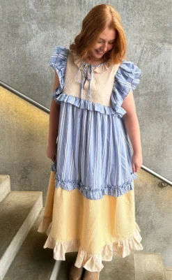 Discount Kjole - Heart Dance - Beige/Light Blue Kjoler