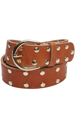 Tim & Simonsen Bælte - Anni Stud - Cognac/Gold Tasker