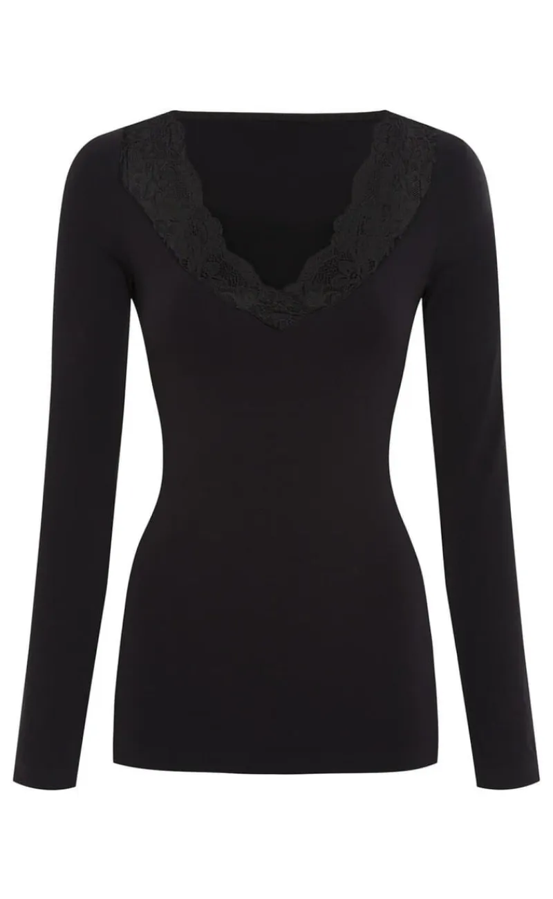 Tim & Simonsen Bluse - Belen V-Lace - Nero Bluser